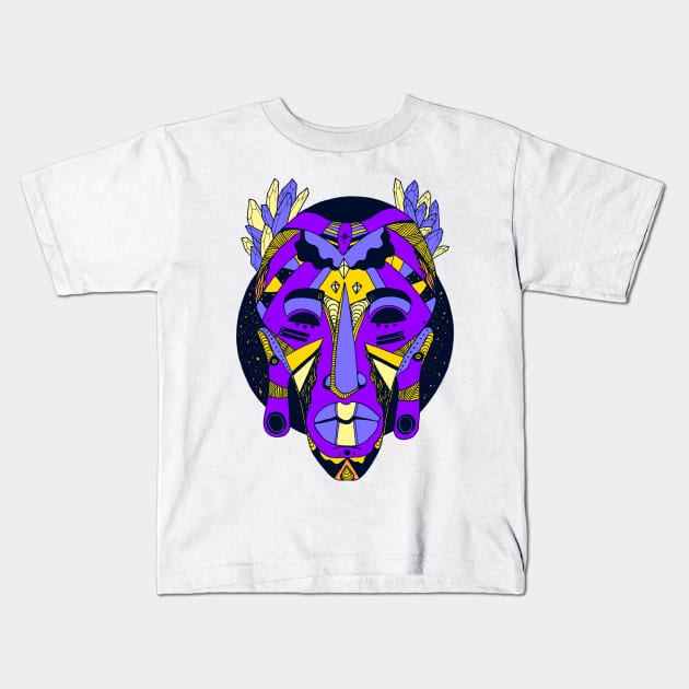 African Mask 1 - Purple Edition Kids T-Shirt by kenallouis